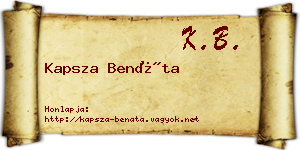 Kapsza Benáta névjegykártya